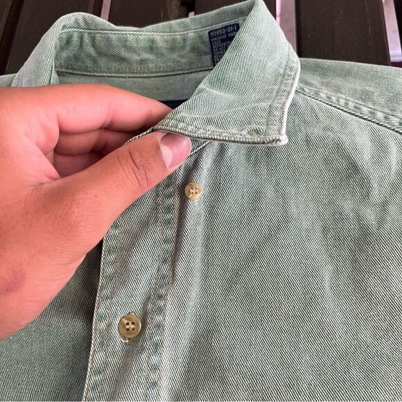Vintage 90s Gap Denim Oxford Shirt in Mint Green (M) - Picture 4 of 9